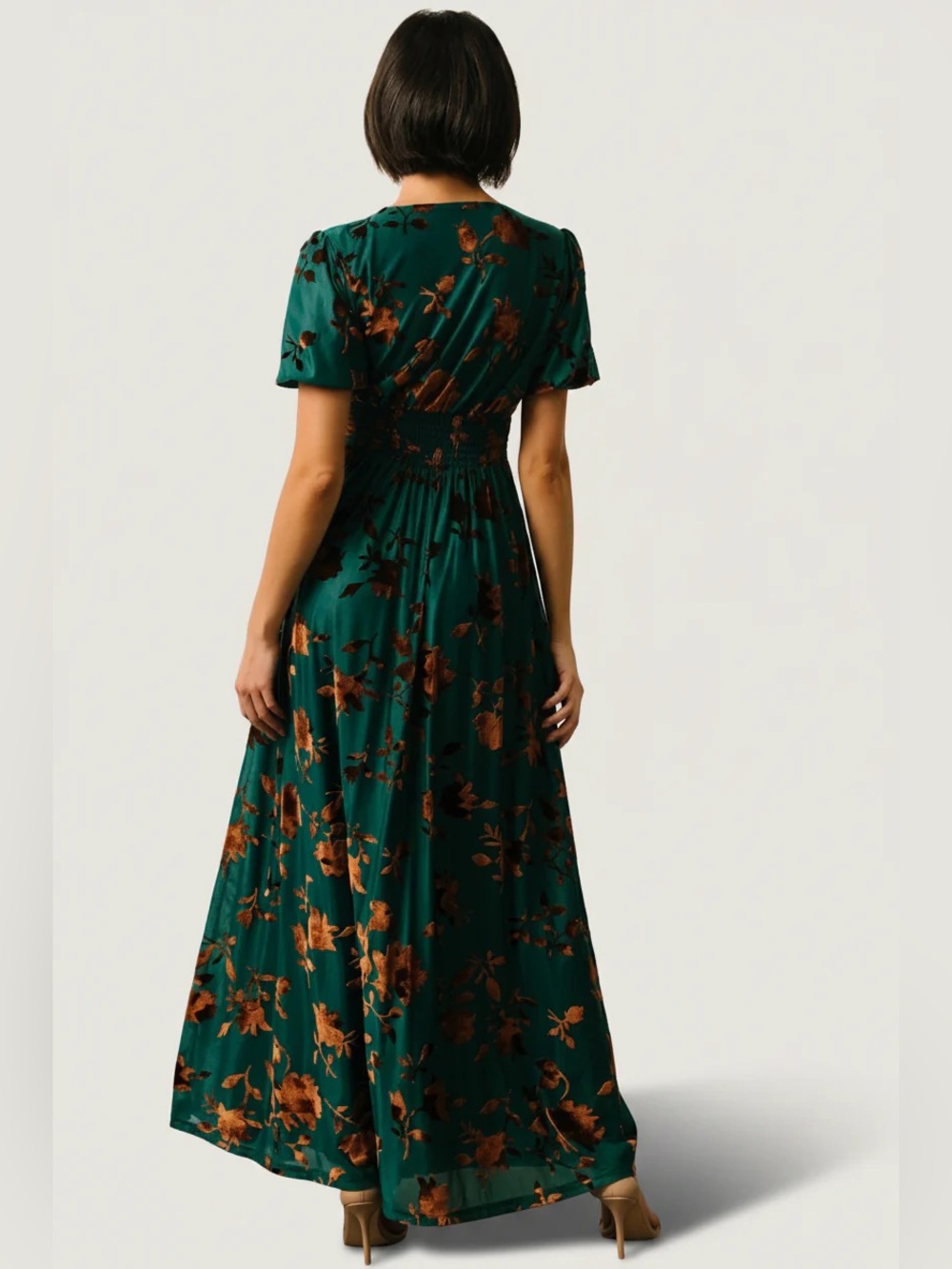 NWT!! Baltic Born - Leslie Velvet Maxi Dress | Bronze + Jade - Size Medium - Picture 2 of 11
